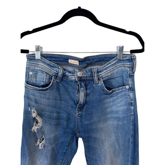 Pilcro and the Letterpress Ripped Slim Boyfriend Crop Jeans Blue Size 27 - Picture 6 of 14